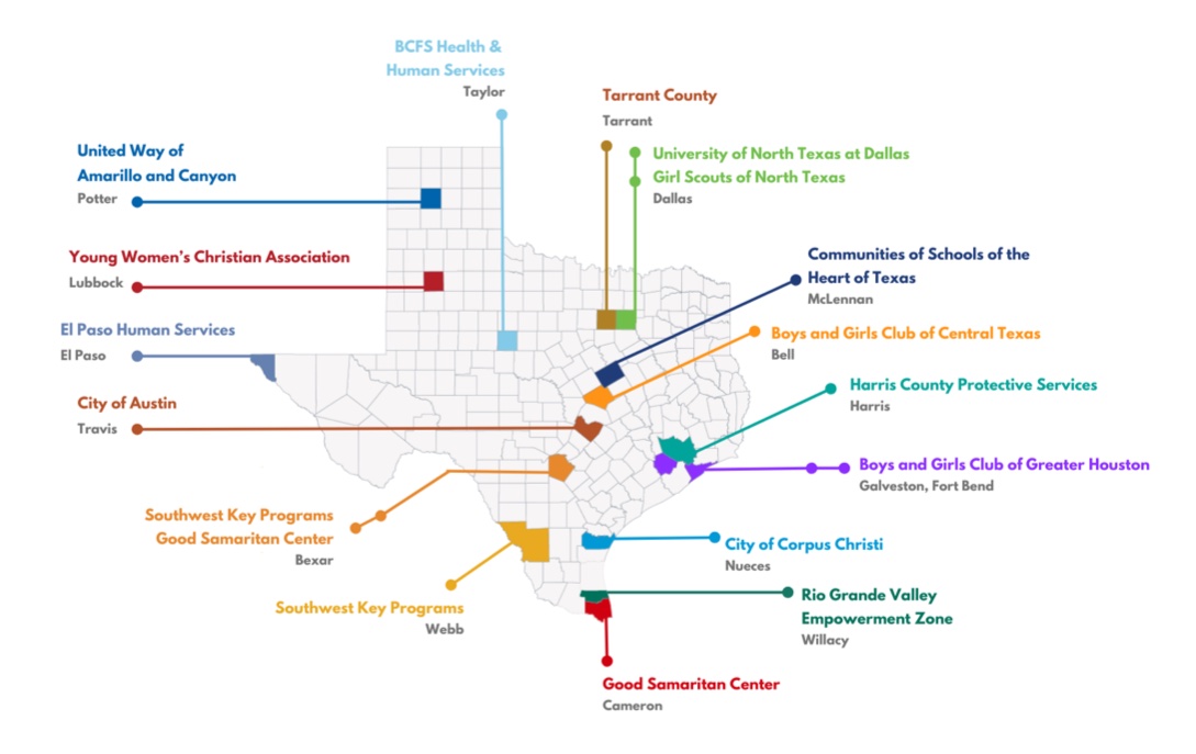 Map of Texas, showing CYD providers across the state.
