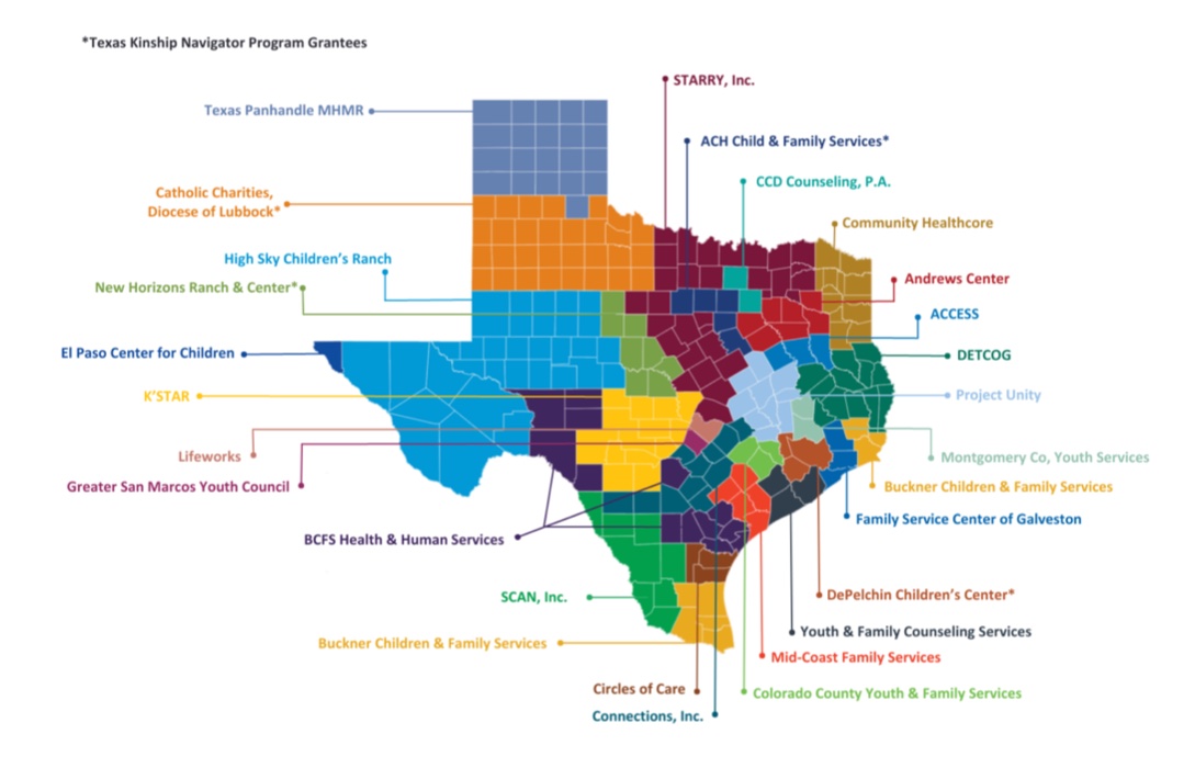 Map of Texas, showing FAYS providers across the state.