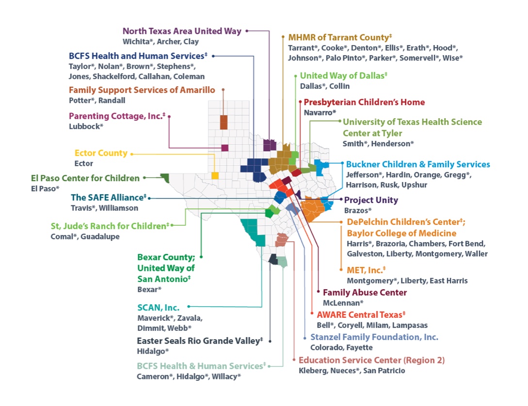 Map of Texas, showing HOPES providers across the state.