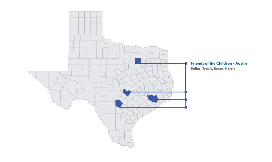 Map of Texas, showing LTYFS providers across the state.