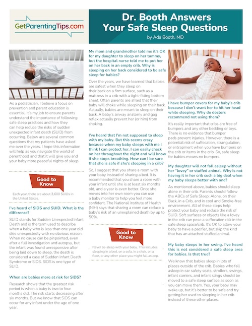 Dr. Booth Answers Your Safe Sleep Questions